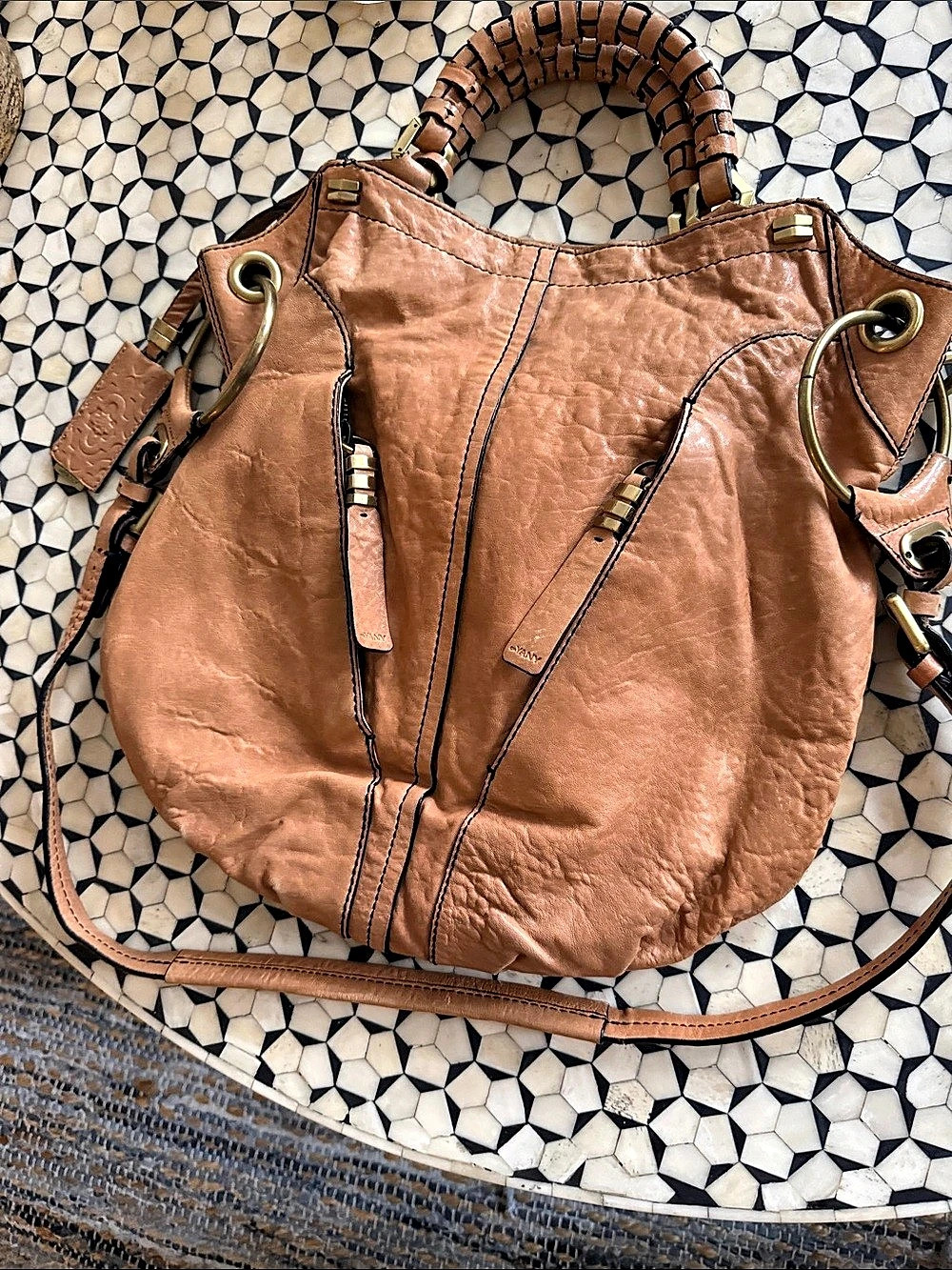 orYANY Leather Shoulder Bag Brown